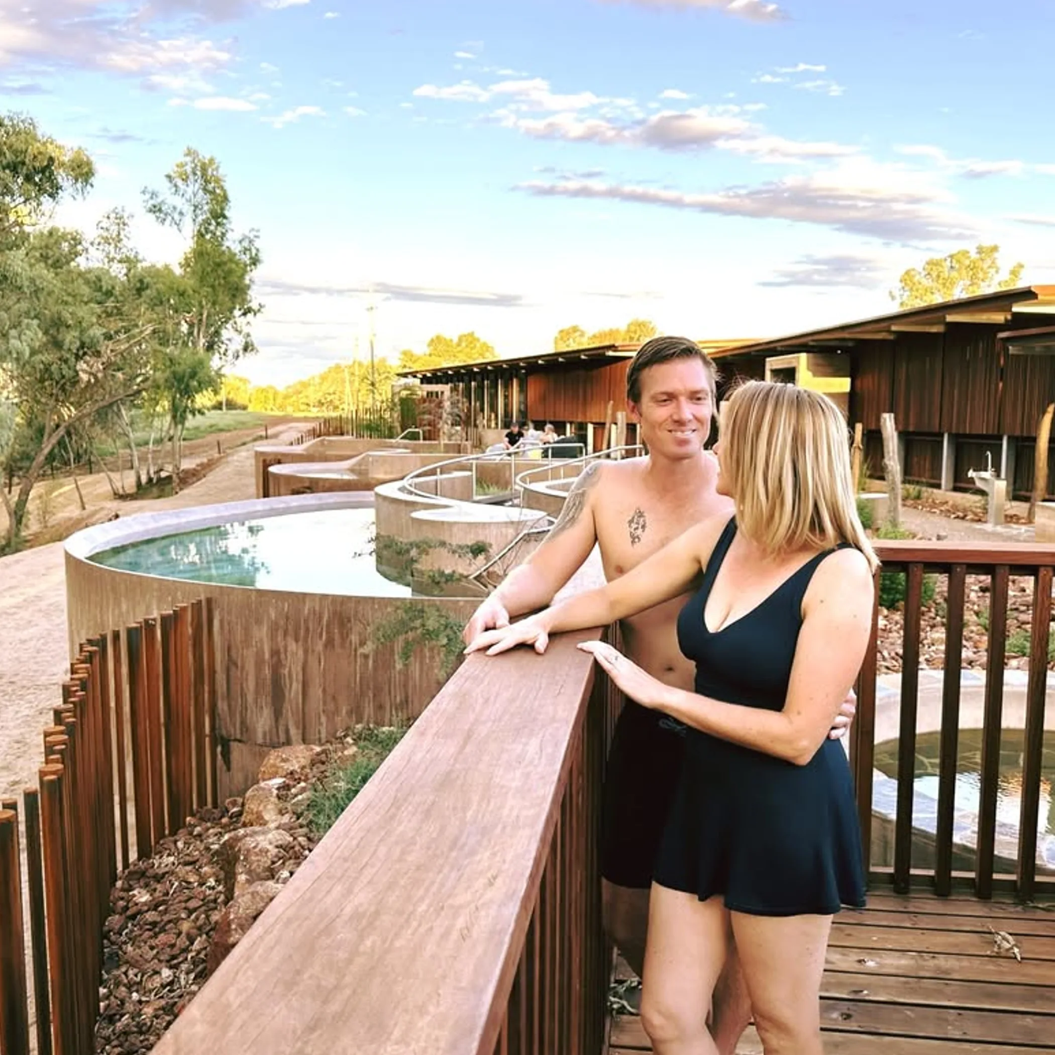 people visiting geothermal pools