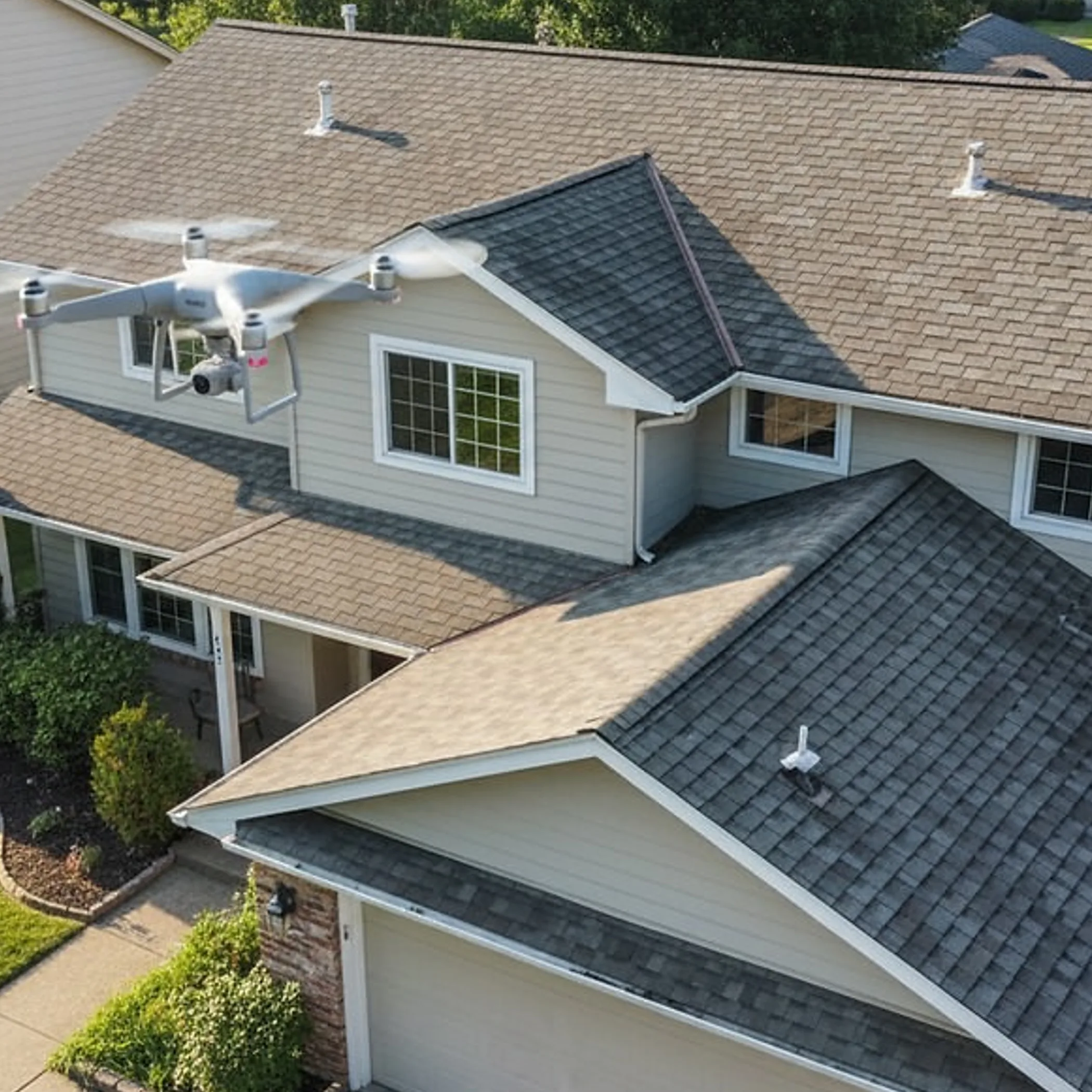 drone inspecting a roof